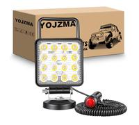 YOJZMA Luz de trabajo LED 4 pulgadas y 48W con base magnética, spotlight | Enchufe para encendedor 5m, asa portátil, resistente al agua IP67, 12V 24V, inundación para camión/4x4/SUV/ATV/UTV/barco