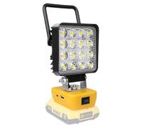 YOJZMA Luz de trabajo LED inalámbrica para batería Dewalt de 18/20V, 48W, 4800lúmenes, luz LED de inundación con puerto de carga USB y tipo C, luz portátil para exteriores（Sin batería）