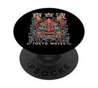 Yokai Oni Máscara Facial Diablo Demonio Japonés Tatuaje Máscara Oni PopSockets PopGrip Adhesivo