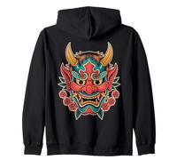 Yokai Oni Máscara Facial Diablo Demonio Japonés Tatuaje Máscara Oni Sudadera con Capucha