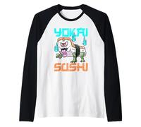 Yokai Sushi Monster Kawaii Creepy Cute Food Anime Diseño Camiseta Manga Raglan