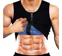 Yokald Chaleco Sauna Deportivo Hombre Faja Reductora Adelgazante Hombres Compresión de polímero Camiseta para Adelgazante Sudoración con Cremallera para Deporte Fitness (Negro, S)