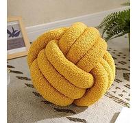 Almohada con Forma de Bola de Nudo, Almohada Redonda Decorativa de 9 Pulgadas, cojín de Terciopelo Tejido a Mano, decoración de habitación para Dormitorio, Sala de Estar Amarillo 9"