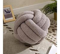 Almohada con Forma de Bola de Nudo, Almohada Redonda Decorativa de 9 Pulgadas, cojín de Terciopelo Tejido a Mano, decoración de habitación para Dormitorio, Sala de Estar Gris Claro 9"