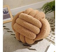 Yokawe Almohada con Forma de Bola de Nudo, Almohada Redonda Decorativa de 9 Pulgadas, cojín de Terciopelo Tejido a Mano, decoración de habitación para Dormitorio, Sala de Estar Caqui 9"