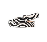 Yokawe Cinturón de piel sintética con estampado de cebra para mujer, longitud ajustable, diseño de múltiples agujeros, negro, blanco, S