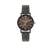 Yokawe Elegante reloj de pulsera para mujer, casual, esfera redonda, número grande, correa de piel sintética, movimiento de cuarzo, joyería de moda para niñas, gris, Estilo de esfera