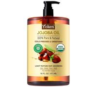 Yoken Aceite de jojoba puro de 16 onzas líquidas, aceite de jojoba 100% natural para cabello, piel y cara, prensado en frío, sin refinar, aceite portador de jojoba profundamente hidratante para