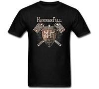 YOKIHI Camiseta con logotipo HammerFall para hombre, Negro, S