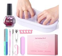Yokilly Removedor de esmalte de uñas: acetona UV esmalte de uñas Shellac removedor cuenco para uñas de spa - Dipping Powder uñas de gel uñas acrílicas juego de herramientas con 15 ml de aceite de