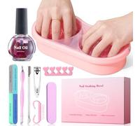 Yokilly Removedor de esmalte de uñas: acetona UV esmalte de uñas Shellac removedor cuenco para uñas de spa - Dipping Powder uñas de gel uñas acrílicas juego de herramientas con 15 ml de aceite de