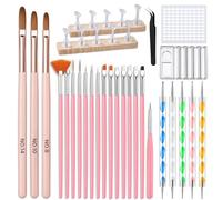 Yokilly Set de Pinceles para Uñas: 39 Piezas Pincel Acrilico Uñas Cepillo Uñas - Pincel de Gel Semipermanente Acrilica Profesional Con Soporte para Esmaltes Paleta 2 en 1 y 5 Rotuladores para Puntear