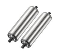YOKIVE 2 Piezas Rodillo Transportador, Rodillo de Acero Inoxidable de Repuesto | Movimiento Suave, para Fábricas y Almacenes (Plata, Diámetro de 2", Longitud de 8")