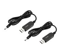 YOKIVE 2 Uds DC 5 V a DC 9 V USB Paso Up Voltaje Convertidor, Cable Alimentación con DC Jack 3,5 mm x 1,35 mm, Genial para Routers, Coche Conducción Grabadora (Negro, 6W 1A)
