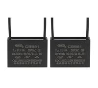 YOKIVE 2uds Techo Ventilador Condensador CBB61, Metalizado Polipropileno Película Condensador Excelente para Ventiladores Bombas Motores En Funcionamiento (2uF 250V AC 2 Cables 50/60Hz)