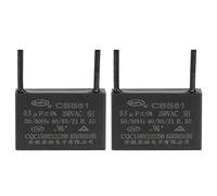 YOKIVE 2uds Techo Ventilador Condensador CBB61, Metalizado Polipropileno Película Condensador Excelente para Ventiladores Bombas Motores En Funcionamiento (0.8uF 250V AC 2 Cables 50/60Hz)