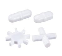 YOKIVE 4uds Magnética Agitadora Barra, PTFE Revestido Cruz/Engranaje/con Anillo Tipo Agitador | Gran para Laboratorio Líquido Solución Agitación Mezcla (Blanco, 4 Tamaños)
