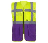 Yoko Chaleco Alta Visibilidad Yk002/Hvw801 de Hombre, multifunción, Ejecutivo, Hombre, Color Amarillo/Morado, tamaño Small