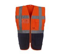 Yoko Chaleco Alta Visibilidad Yk002/Hvw801 de Hombre, multifunción, Ejecutivo, Hombre, Color Naranja y Negro, tamaño XXL