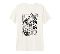 Yokohama Japón Haiku Cerezos En Flor Pájaros Gráfico Japonés Camiseta Premium