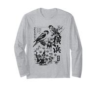 Yokohama Japón Haiku Cerezos En Flor Pájaros Gráfico Japonés Manga Larga