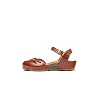 Yokono Sandalia de cuña MONACO-003 Marron | Zapatos Mujer Primavera-Verano | Piel Vacuna Vaquetilla | 3 CM