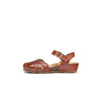 Yokono Sandalia de cuña MONACO-047 Marron | Zapatos Mujer Primavera-Verano | Piel Vacuna Vaquetilla | 3 CM