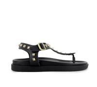 Yokono - Sandalia de dedo,de piel,cuña,hecho en España,suela de goma,con tachuelas doradas para: Mujer color: NEGRO talla:36