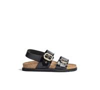 Yokono Sandalias Planas de Mujer de Piel BOLUS-252 Negro | Zapatos Mujer Primavera-Verano | Piel Vacuna Napa | 2 CM