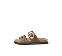 Yokono Sandalia Plana BOLUS-254 MARRÓN Claro | Zapatos Mujer Primavera-Verano | Piel Vacuna Nobuck | 3 CM