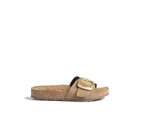 Yokono Sandalias Planas de Mujer de Piel JERBA-114 MARRÓN Claro | Zapatos Mujer Primavera-Verano | Piel Vacuna Serraje | 3 CM