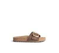 Yokono Sandalia Plana JERBA-114 MARRÓN Oscuro | Zapatos Mujer Primavera-Verano | Piel Vacuna Serraje | 3 CM