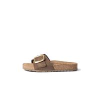 Yokono Sandalias Planas de Mujer de Piel JERBA-114 MARRÓN Oscuro | Zapatos Mujer Primavera-Verano | Piel Vacuna Serraje | 3 CM