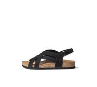 Yokono Sandalia Plana JERBA-263 Negro | Zapatos Mujer Primavera-Verano | Piel Vacuna Nobuck | 3 CM