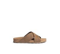 Yokono Sandalia Plana JERBA-300 MARRÓN Claro | Zapatos Mujer Primavera-Verano | Piel Vacuna Nobuck | 3 CM