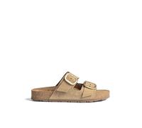 Yokono Sandalias Planas de Mujer de Piel JERBA-700 MARRÓN Claro | Zapatos Mujer Primavera-Verano | Piel Vacuna Serraje | 3 CM