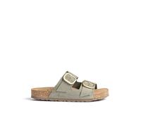 Yokono Sandalia Plana JERBA-700 Verde | Zapatos Mujer Primavera-Verano | Piel Vacuna Serraje | 3 CM