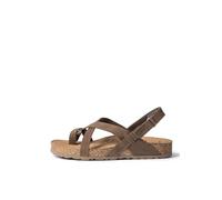 Yokono Sandalia Plana JERBA-718 MARRÓN Oscuro | Zapatos Mujer Primavera-Verano | Piel Vacuna Serraje | 3 CM