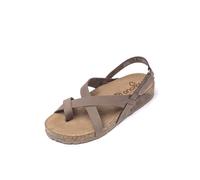Yokono Sandalia Plana JERBA-718 Marron | Zapatos Mujer Primavera-Verano | Piel Vacuna Nobuck | 3 CM