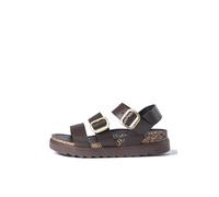 Yokono Sandalia Plana TUNEZ-127 MARRÓN Oscuro | Zapatos Mujer Primavera-Verano | Piel Vacuna Alaska | 4 CM