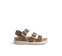 Yokono Sandalia Plana TUNEZ-127 MARRÓN Oscuro | Zapatos Mujer Primavera-Verano | Piel Vacuna Serraje | 4 CM