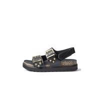 Yokono Sandalia Plana TUNEZ-261 Negro | Zapatos Mujer Primavera-Verano | Piel Vacuna Alaska | 4 CM