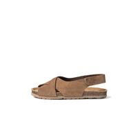 Yokono Sandalia Plana VILLA-175 Marron | Zapatos Mujer Primavera-Verano | Piel Vacuna Serraje | 2 CM