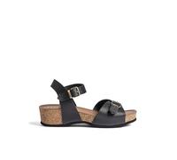 Yokono Sandalias de cuña de Mujer de Piel BOGO-263 Negro | Zapatos Mujer Primavera-Verano | Piel Vacuna Opak | 4 CM
