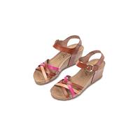 Yokono Sandalias de cuña de Mujer de Piel CADIZ-256 Rosa | Zapatos Mujer Primavera-Verano | Piel Vacuna Vaquetilla | 5 CM