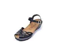 Yokono Sandalias de cuña de Mujer de Piel MONACO-003 Negro | Zapatos Mujer Primavera-Verano | Piel Vacuna Vaquetilla | 3 CM