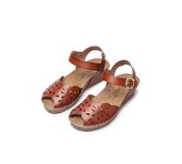Yokono Sandalias de cuña de Mujer de Piel MONACO-247 Marron | Zapatos Mujer Primavera-Verano | Piel Vacuna Vaquetilla | 3 CM