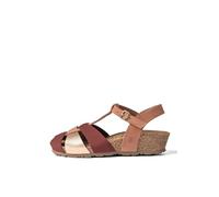 Yokono Sandalias de cuña de Mujer de Piel MONACO-260 Multicolor | Zapatos Mujer Primavera-Verano | Piel Vacuna Nob./Perla | 3 CM