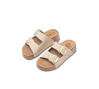 Yokono Sandalias de Plataforma de Mujer de Piel WIWI-003 Beige | Zapatos Mujer Primavera-Verano | Piel Vacuna Serraje | 3 CM