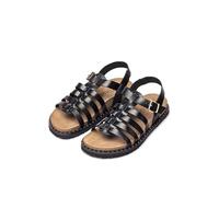 Yokono Sandalias Planas de Mujer de Piel BOLUS-107 Negro | Zapatos Mujer Primavera-Verano | Piel Vacuna Napa | 2 CM